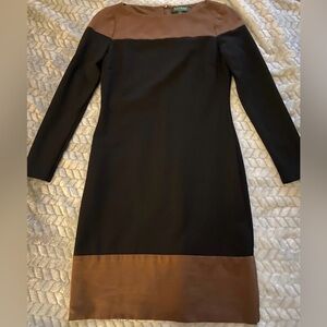 Ralph Lauren Black and Brown Long Sleeve Dress